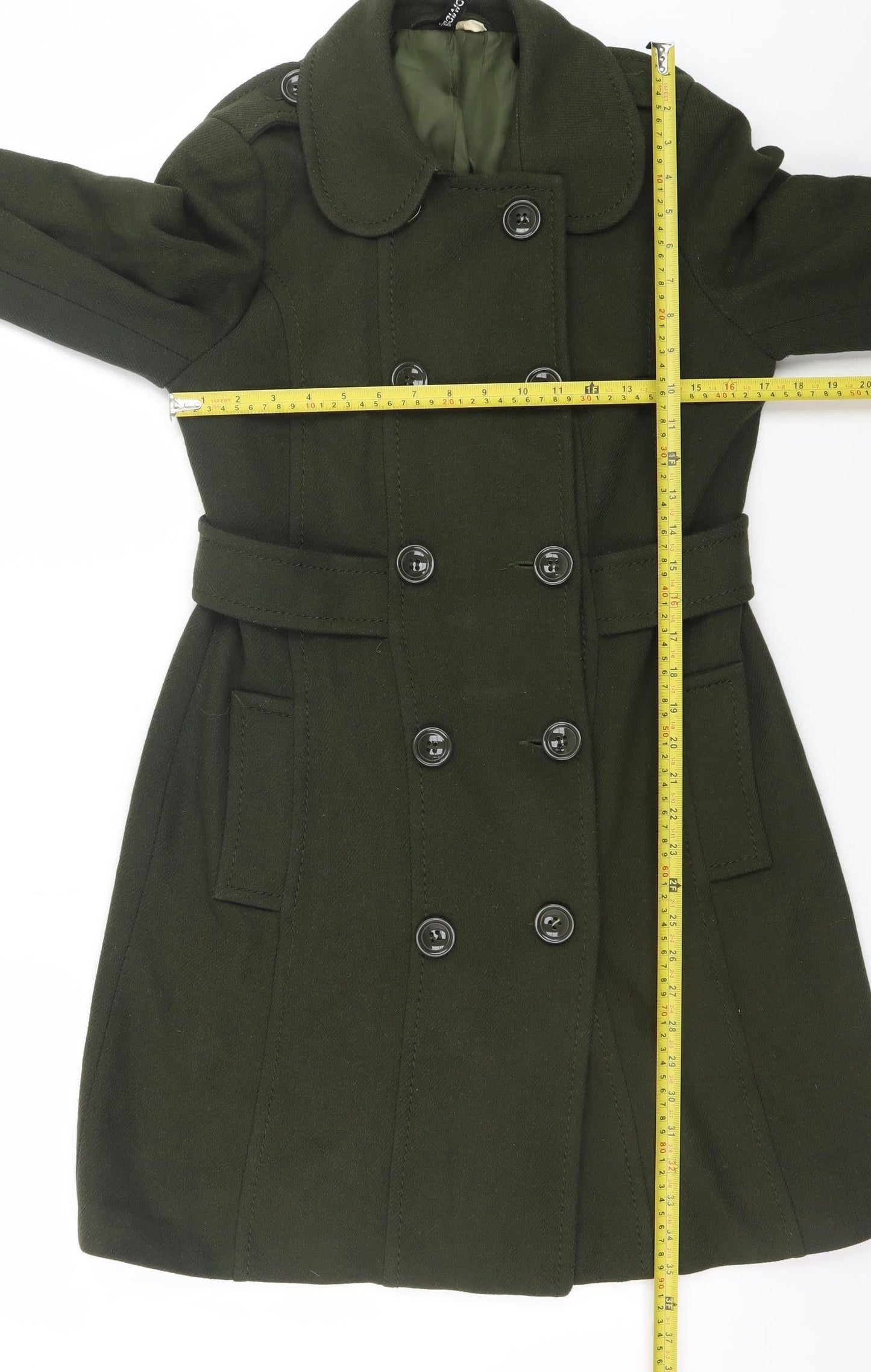 Womens UK Size 12 H&M Green Pea Coat
