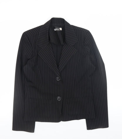 FRAME-WORK Women's Black Pinstripe Blazer Jacket UK 14