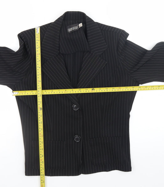 FRAME-WORK Women's Black Pinstripe Blazer Jacket UK 14