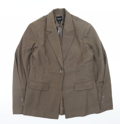 Boohoo Womens Brown Blazer Jacket Size 10 Lined Polyester Workwear Style