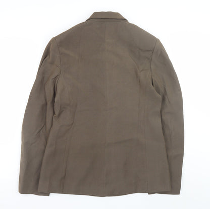 Boohoo Womens Brown Blazer Jacket Size 10 Lined Polyester Workwear Style