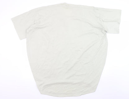 COS Men's Beige Cotton Relaxed Fit Crew Neck T-Shirt Size L