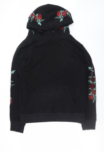 Womens UK Size M Boohoo Black Pullover Hoodie