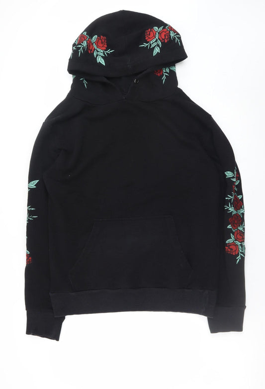 Womens UK Size M Boohoo Black Pullover Hoodie