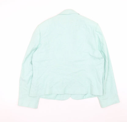Style by EWM Womens Green Linen Blend Blazer Jacket Size 18