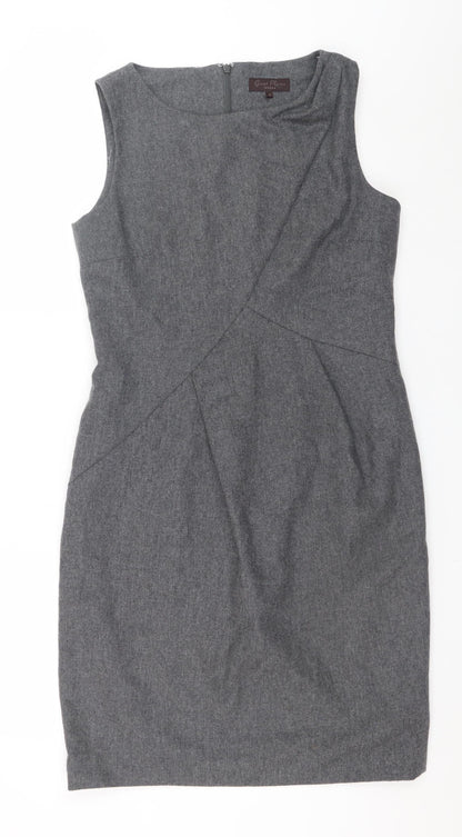 Great Plains Women's Grey Wool Blend Sleeveless Sheath Work Dress M