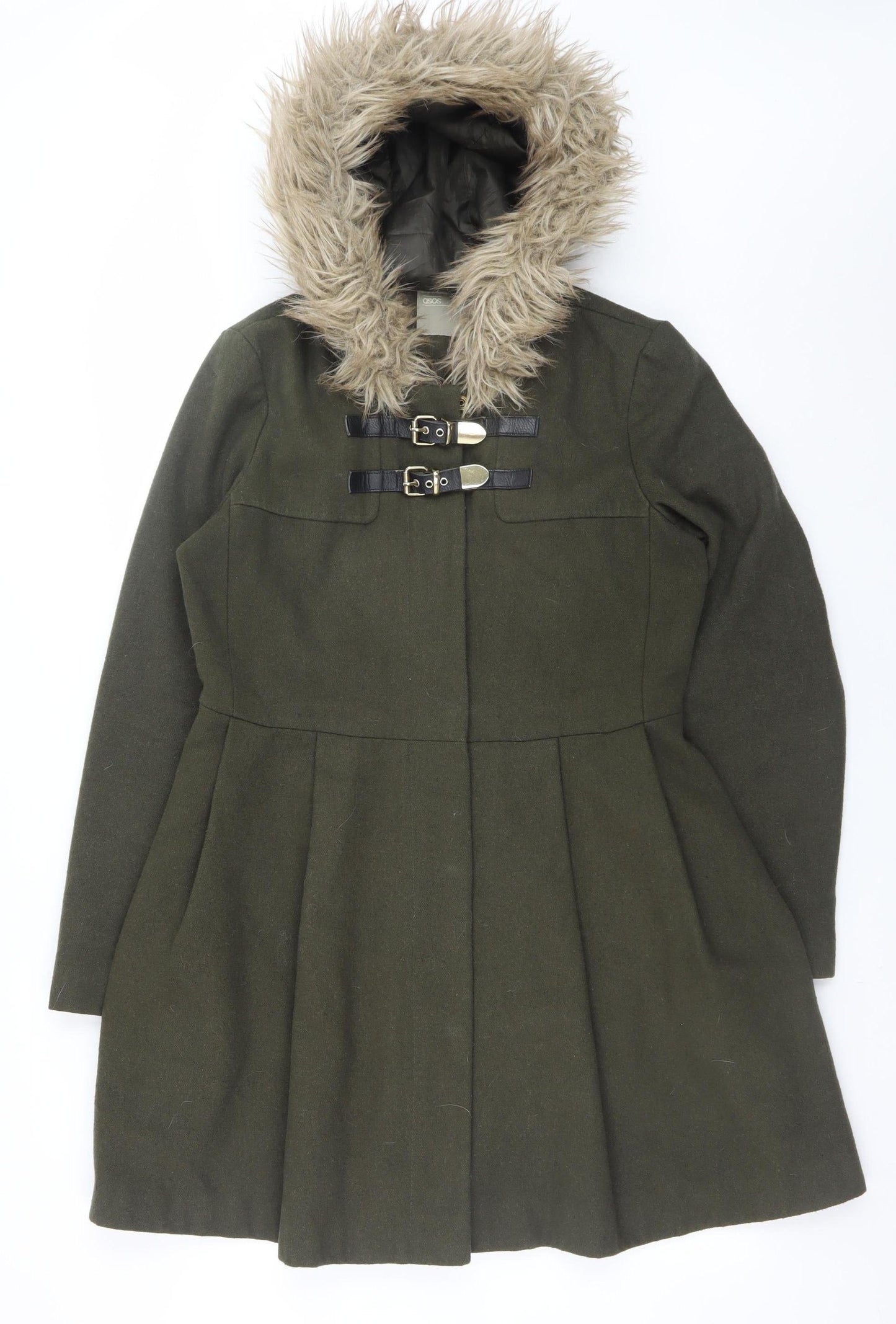 Womens UK Size 10 ASOS Green Duffle Coat