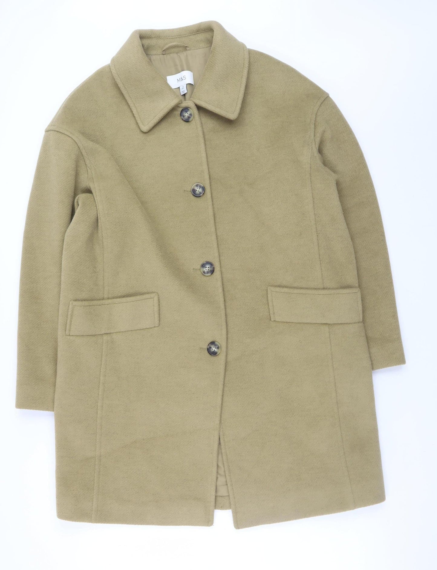 Womens UK Size 14 Marks and Spencer Beige Overcoat