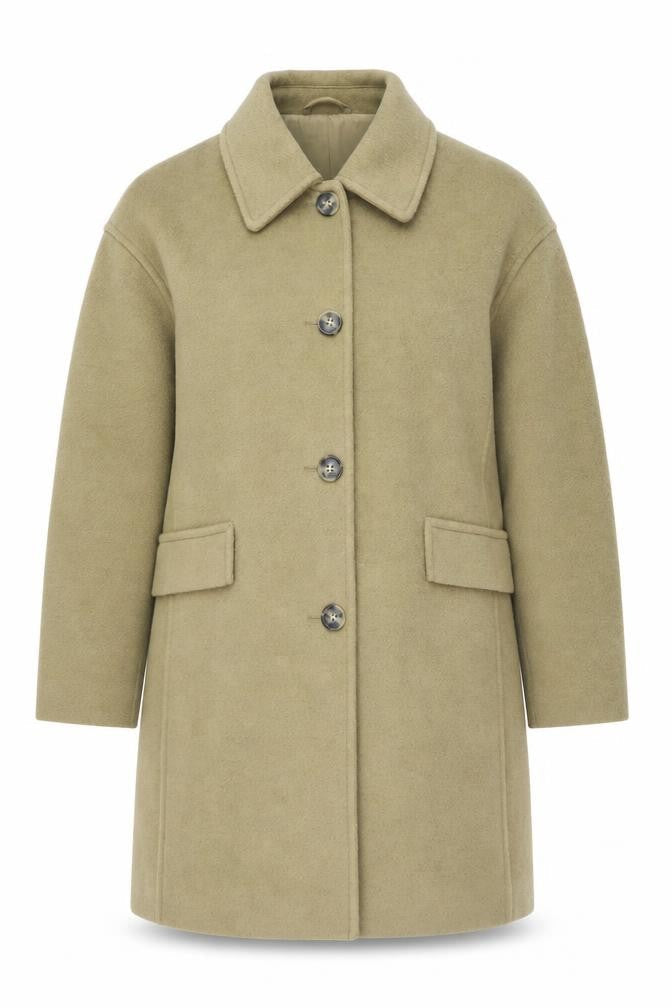 Marks & Spencer Women’s Beige Wool-Look Mid-Length Coat Size 14