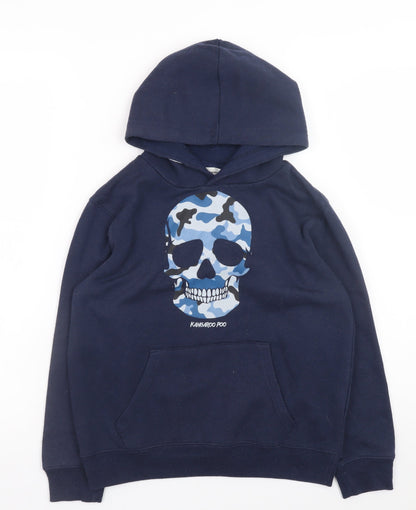 Boys UK Size 9-10 Years Kangaroo Poo Blue Pullover Hoodie
