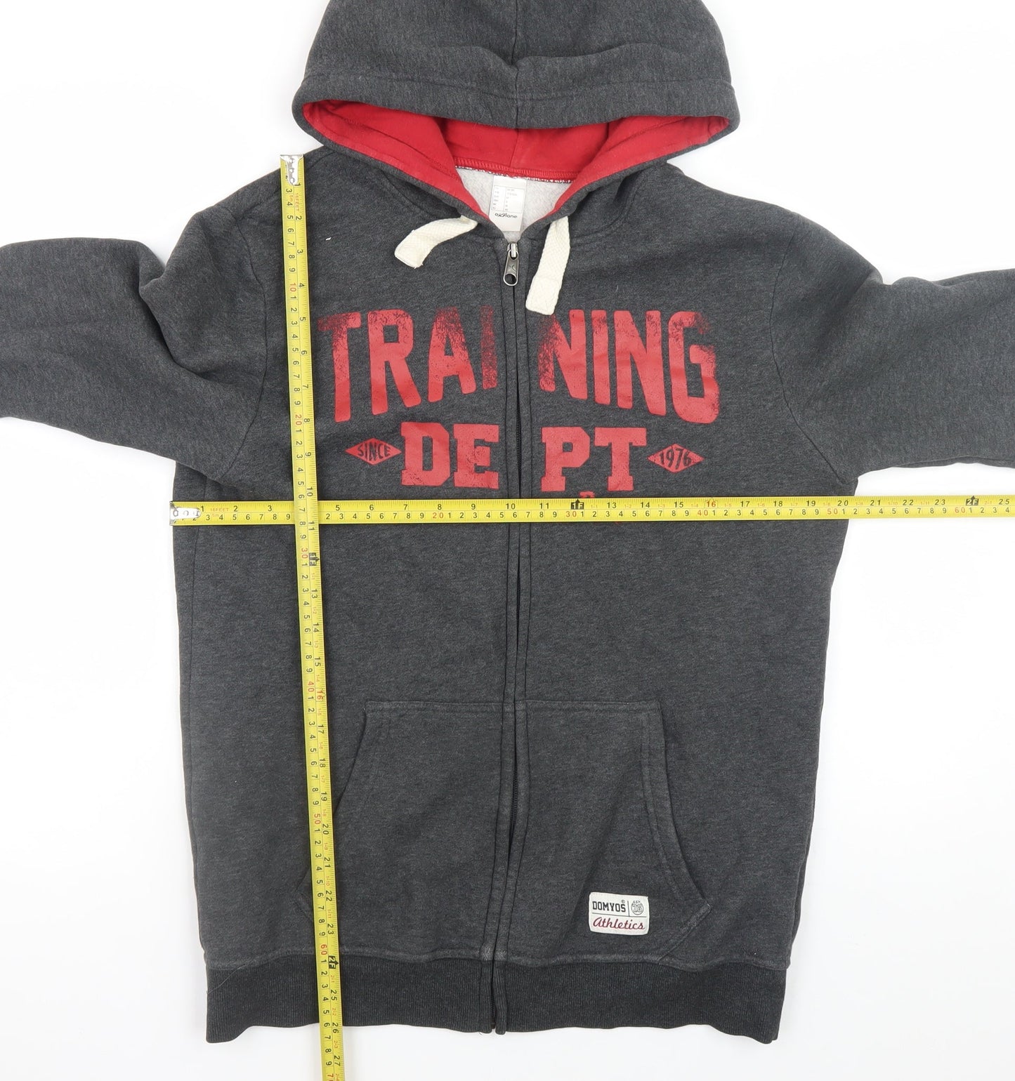 Mens UK Size M DOMYOS Grey Full Zip Hoodie