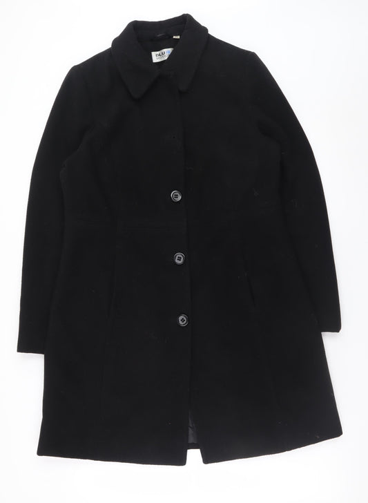 Womens UK Size 14 Blue Motion Black Overcoat