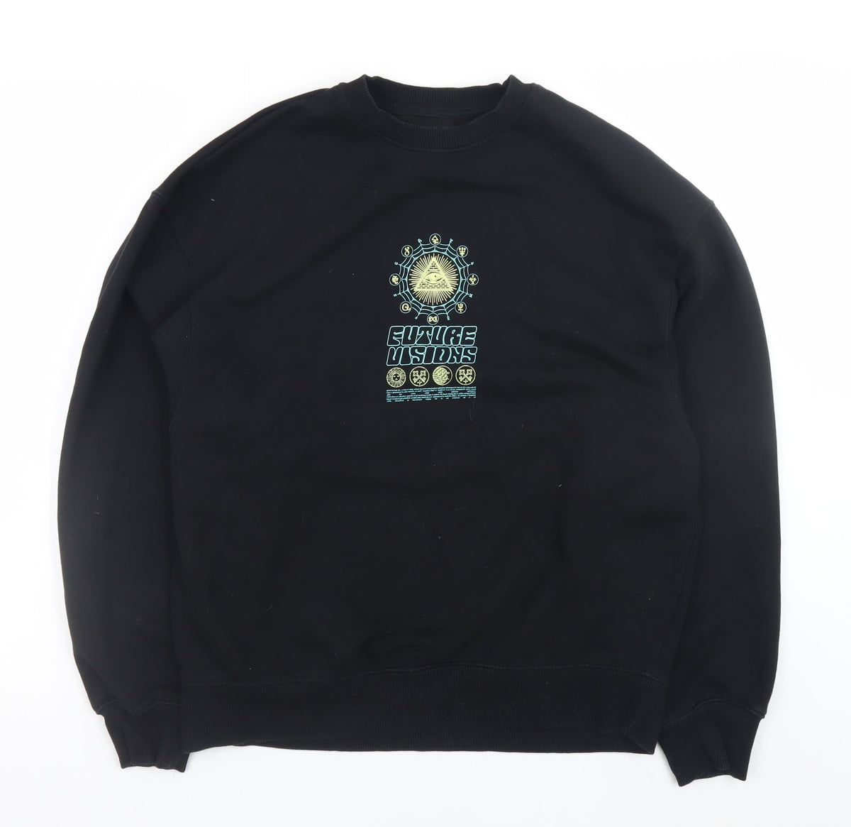 Mens UK Size S River Island Black Pullover Sweatshirt
