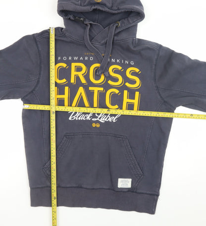 Mens UK Size M Crosshatch Blue Pullover Hoodie