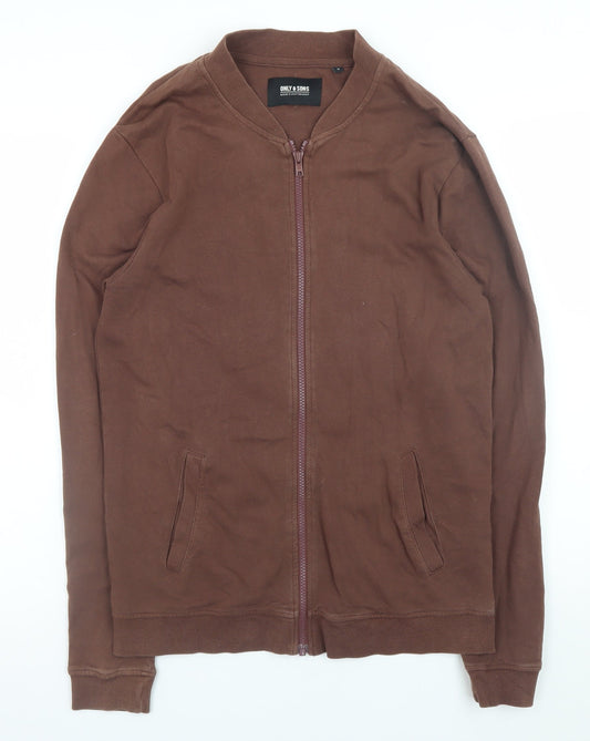 Mens UK Size M ONLY & SONS Brown Bomber Jacket