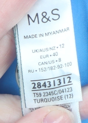 Womens UK Size 12 Marks and Spencer Blue Overcoat