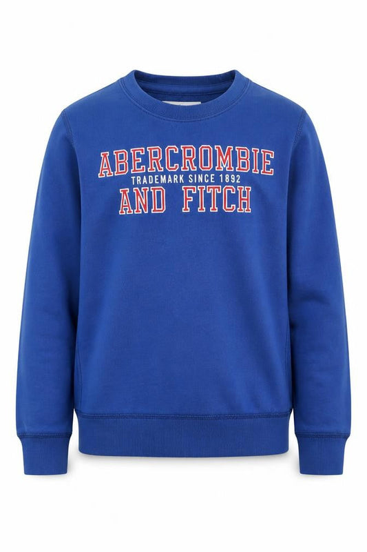 Front view of Abercrombie & Fitch boys’ blue 9-10 years pullover fleece sweatshirt