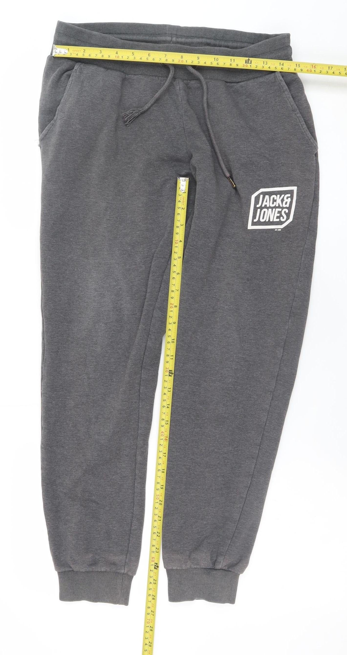 Mens UK Size M JACK & JONES Regular Fit Jogger Grey Trousers