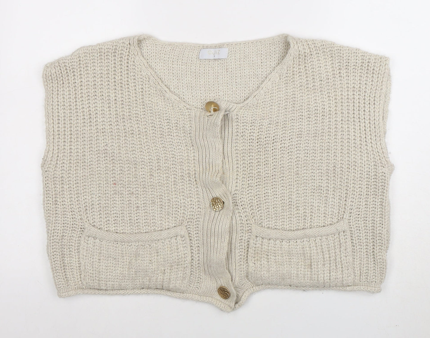Womens UK Size S Quiz Beige Cardigan Jumper