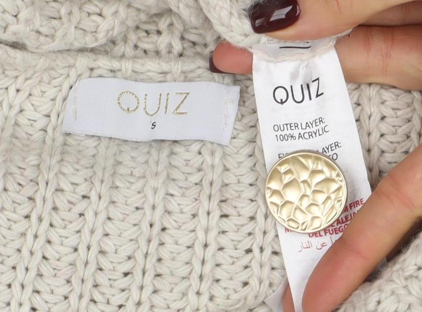 Womens UK Size S Quiz Beige Cardigan Jumper