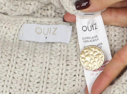 Womens UK Size S Quiz Beige Cardigan Jumper