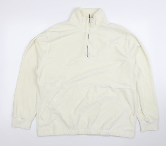 Mens UK Size XL Topman Ivory 1/2 Zip Sweatshirt