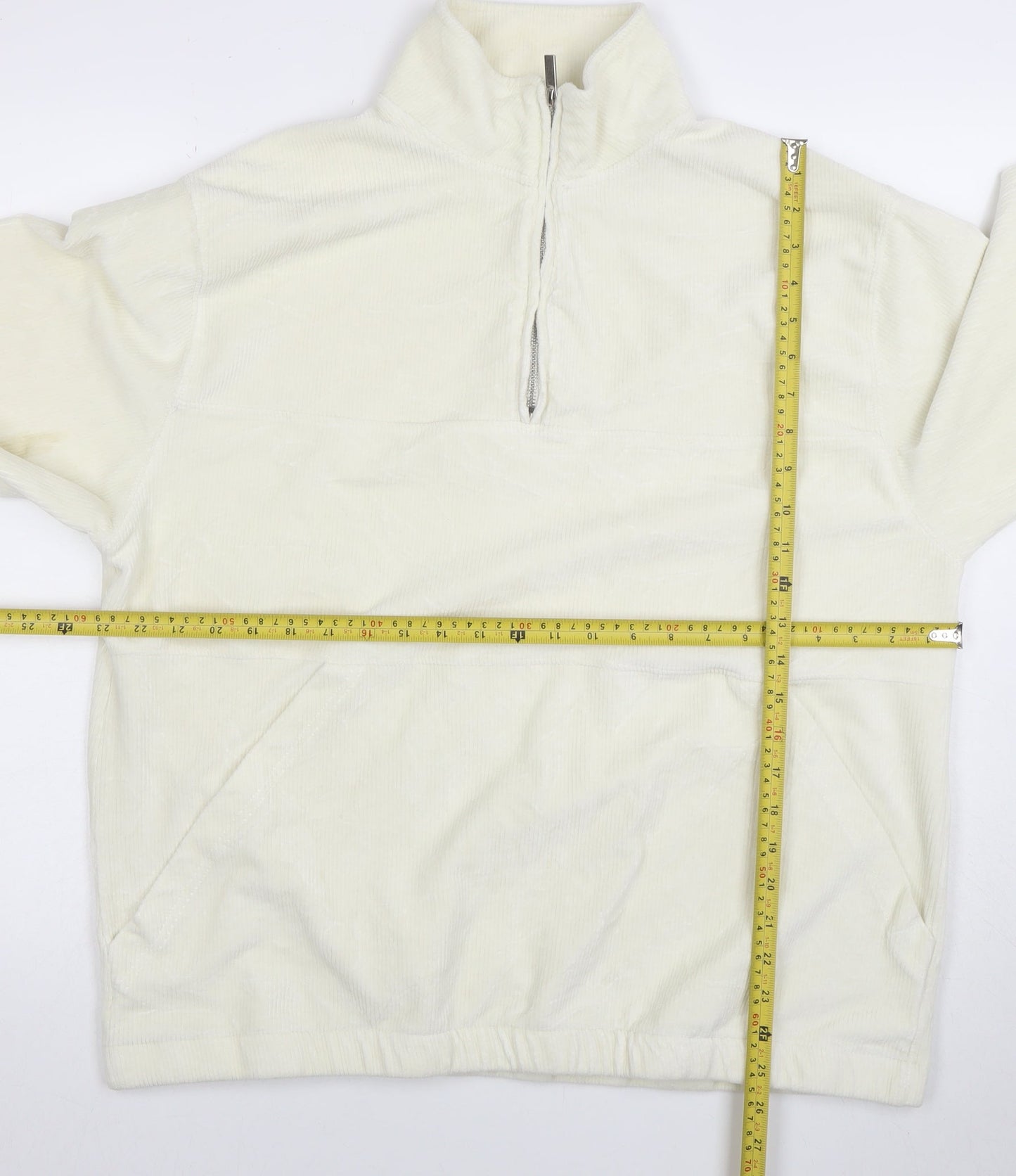 Mens UK Size XL Topman Ivory 1/2 Zip Sweatshirt