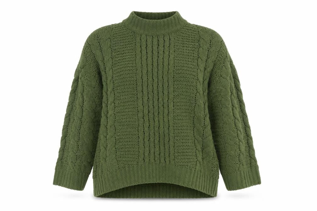 Womens UK Size S Natural Green Pullover Jumper