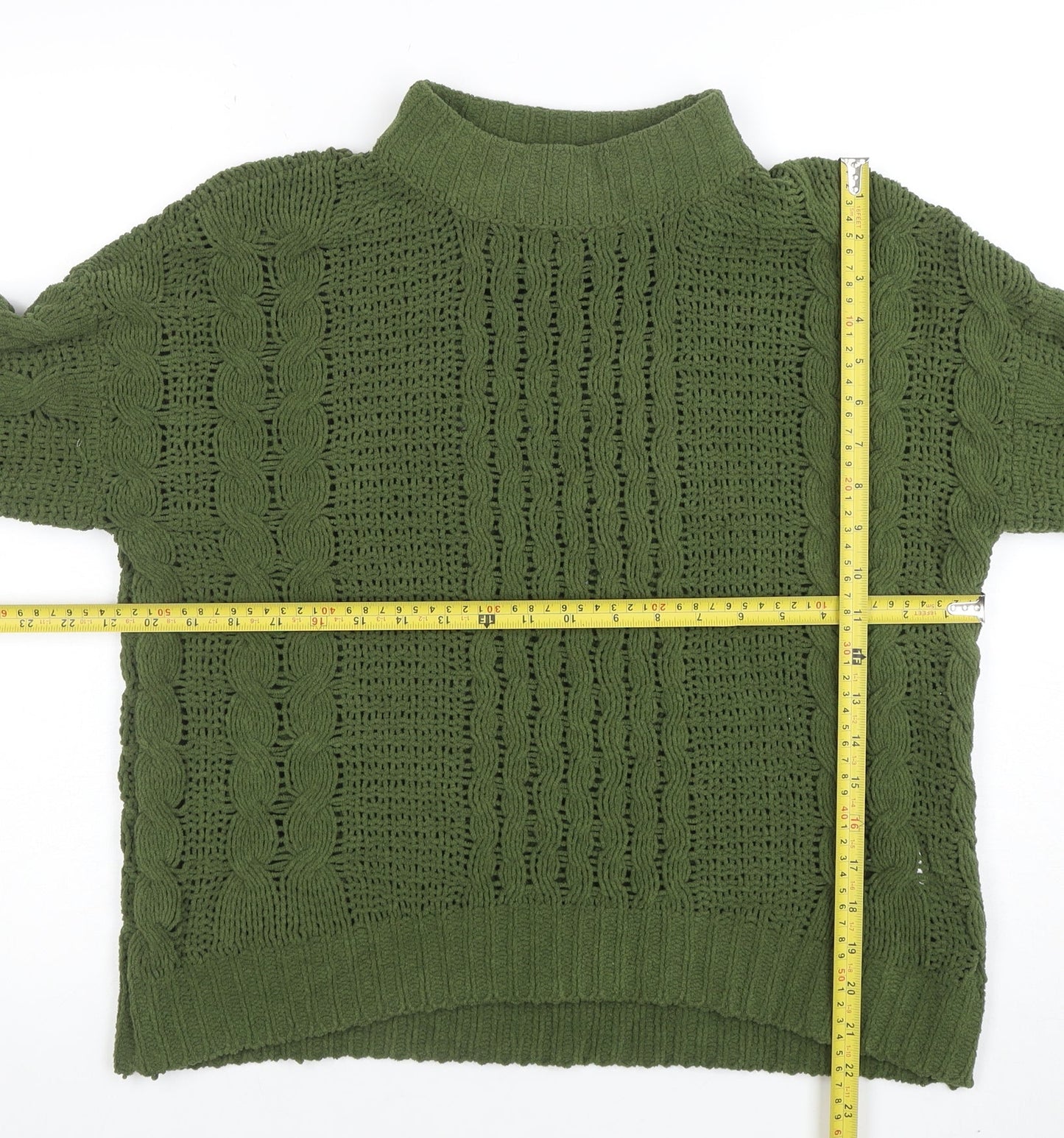 Womens UK Size S Natural Green Pullover Jumper