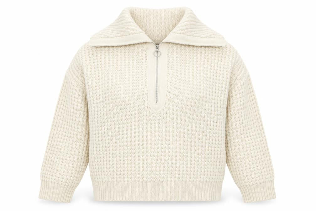 Womens UK Size S Pull & Bear Ivory Half Zip Jumper