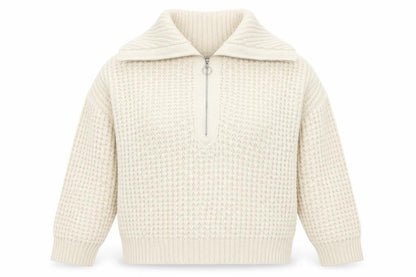 Womens UK Size S Pull & Bear Ivory Half Zip Jumper