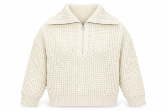Womens UK Size S Pull & Bear Ivory Half Zip Jumper