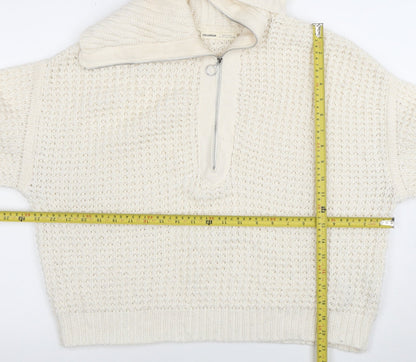 Womens UK Size S Pull & Bear Ivory Half Zip Jumper