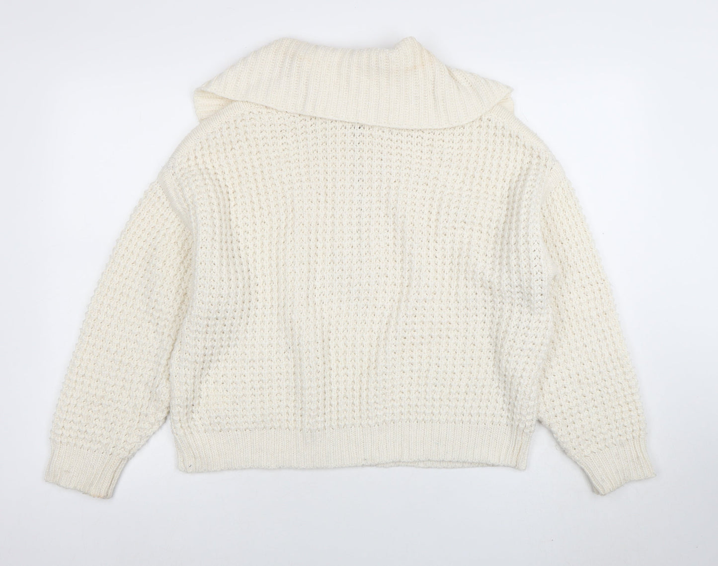 Womens UK Size S Pull & Bear Ivory Half Zip Jumper