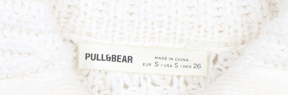 Womens UK Size S Pull & Bear Ivory Half Zip Jumper