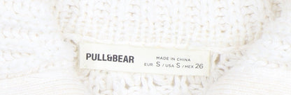 Womens UK Size S Pull & Bear Ivory Half Zip Jumper