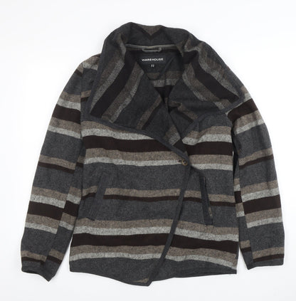 Warehouse Women’s Grey Striped Long Sleeve Cardigan UK 12
