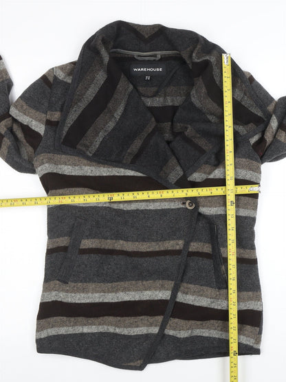 Warehouse Women’s Grey Striped Long Sleeve Cardigan UK 12