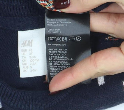 Boys UK Size 2-3 Years H&M Blue Pullover Jumper