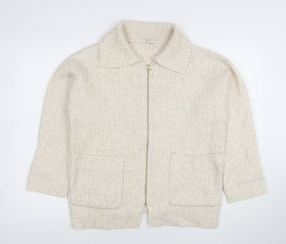 Womens UK Size 10 TU Beige Full Zip Jumper