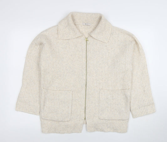 Womens UK Size 10 TU Beige Full Zip Jumper