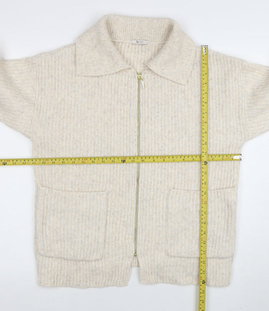 Womens UK Size 10 TU Beige Full Zip Jumper