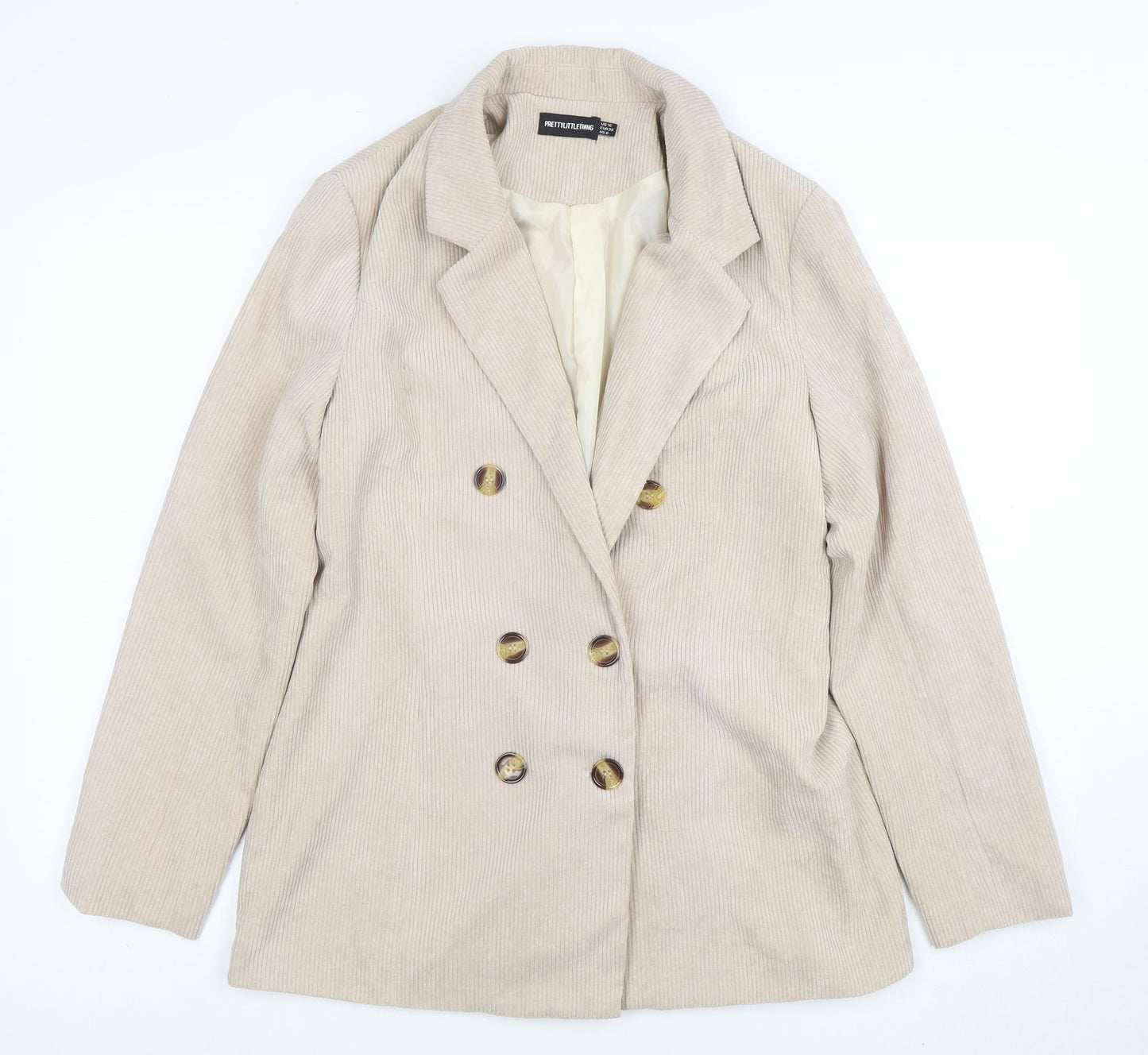 Womens UK Size 10 PRETTYLITTLETHING Regular Beige Blazer