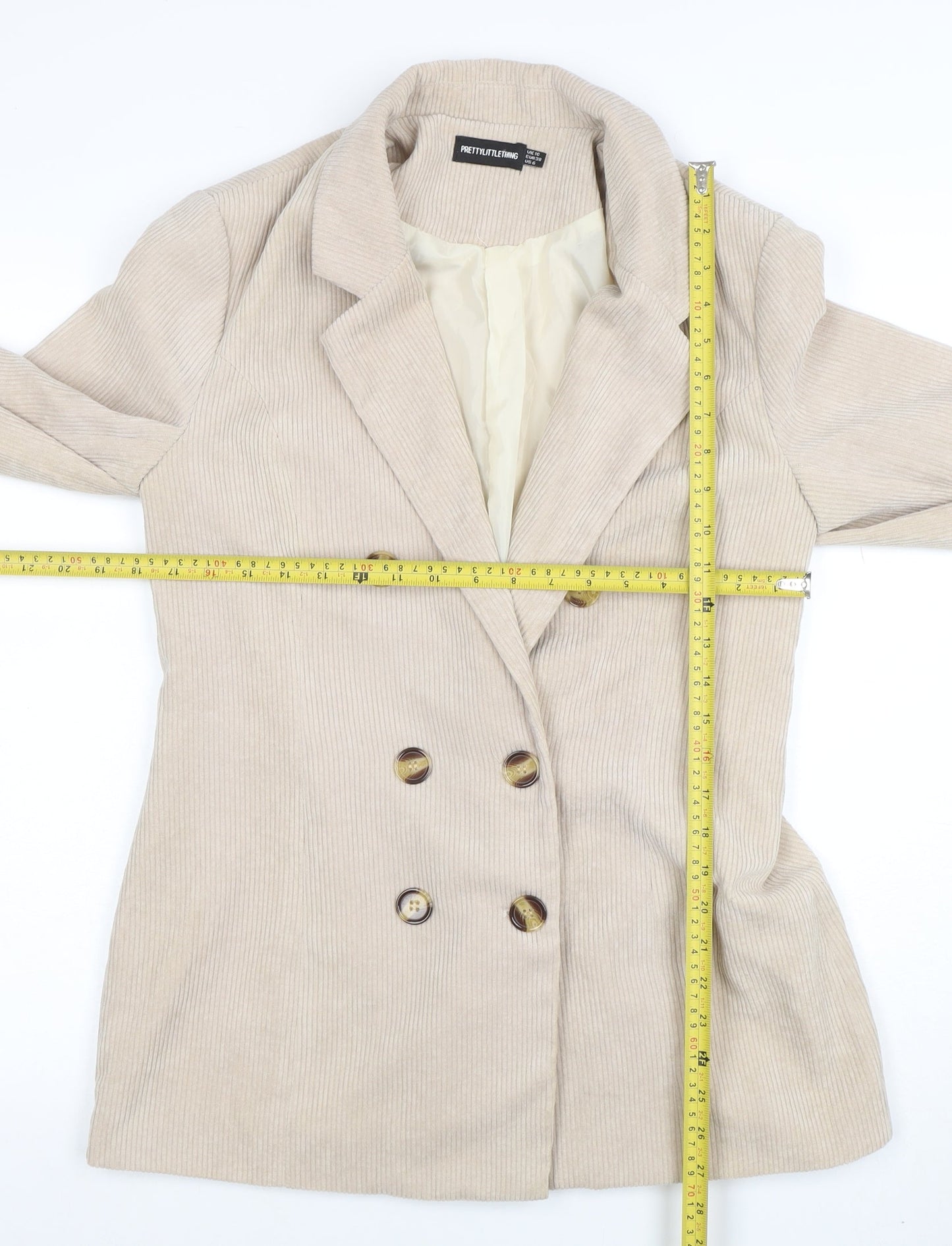 Womens UK Size 10 PRETTYLITTLETHING Regular Beige Blazer