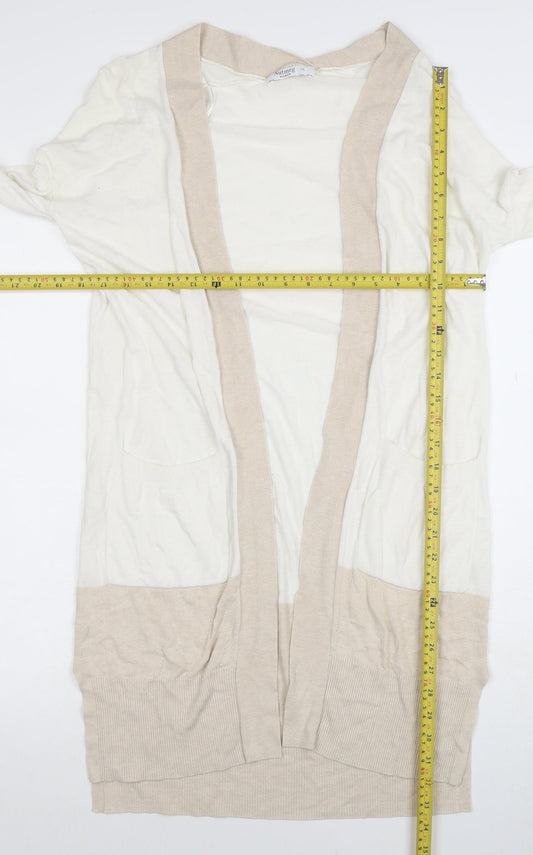 Nutmeg Womens Beige Viscose Linen Long Sleeve Open Cardigan Size 10