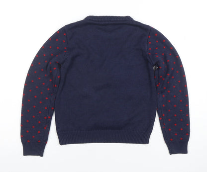 Nutmeg Boys Navy Penguin Christmas Jumper 7-8 Years Acrylic Knit Long Sleeve