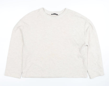 Womens UK Size 12 Zara Beige Pullover Jumper