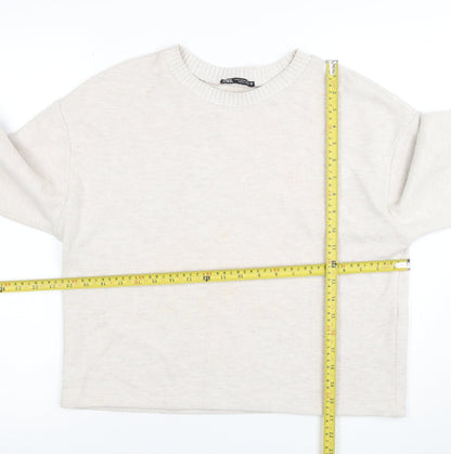 Womens UK Size 12 Zara Beige Pullover Jumper