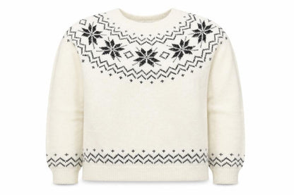 Primark Women's White Fair Isle Crew Neck Pullover Jumper Size S