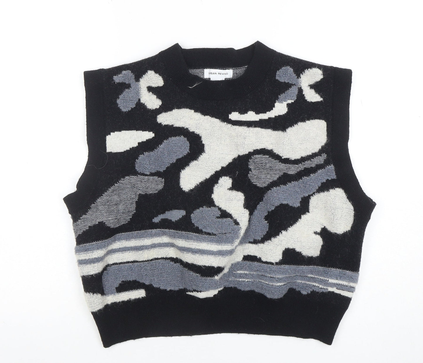 Urban Revivo Women’s Black Abstract Knit Sleeveless Vest Jumper Size 8